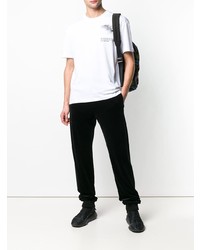 weißes und schwarzes bedrucktes T-Shirt mit einem Rundhalsausschnitt von McQ Alexander McQueen