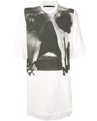 weißes und schwarzes bedrucktes T-Shirt mit einem Rundhalsausschnitt von Niløs