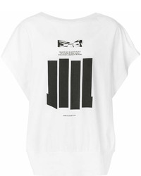 weißes und schwarzes bedrucktes T-Shirt mit einem Rundhalsausschnitt von Niløs