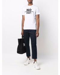 weißes und schwarzes bedrucktes T-Shirt mit einem Rundhalsausschnitt von DSQUARED2