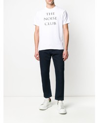 weißes und schwarzes bedrucktes T-Shirt mit einem Rundhalsausschnitt von McQ Swallow