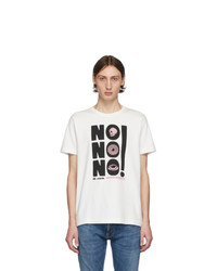 weißes und schwarzes bedrucktes T-Shirt mit einem Rundhalsausschnitt von Nudie Jeans
