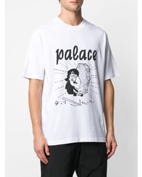 weißes und schwarzes bedrucktes T-Shirt mit einem Rundhalsausschnitt von Palace