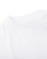 weißes und schwarzes bedrucktes T-Shirt mit einem Rundhalsausschnitt von Saturdays Nyc