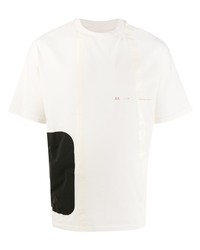weißes und schwarzes bedrucktes T-Shirt mit einem Rundhalsausschnitt von Oakley By Samuel Ross