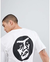 weißes und schwarzes bedrucktes T-Shirt mit einem Rundhalsausschnitt von Obey