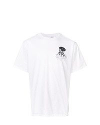 weißes und schwarzes bedrucktes T-Shirt mit einem Rundhalsausschnitt von Odin
