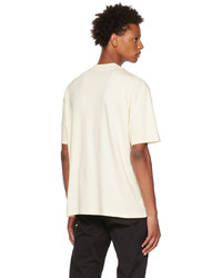 weißes und schwarzes bedrucktes T-Shirt mit einem Rundhalsausschnitt von Moncler