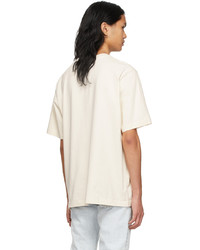 weißes und schwarzes bedrucktes T-Shirt mit einem Rundhalsausschnitt von Heron Preston