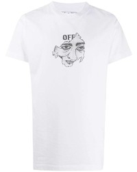 weißes und schwarzes bedrucktes T-Shirt mit einem Rundhalsausschnitt von Off-White