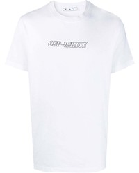 weißes und schwarzes bedrucktes T-Shirt mit einem Rundhalsausschnitt von Off-White