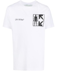 weißes und schwarzes bedrucktes T-Shirt mit einem Rundhalsausschnitt von Off-White