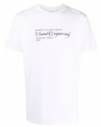 weißes und schwarzes bedrucktes T-Shirt mit einem Rundhalsausschnitt von Off-White