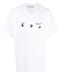 weißes und schwarzes bedrucktes T-Shirt mit einem Rundhalsausschnitt von Off-White