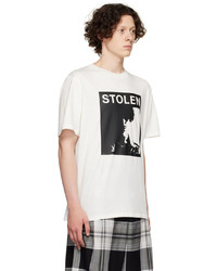 weißes und schwarzes bedrucktes T-Shirt mit einem Rundhalsausschnitt von Stolen Girlfriends Club