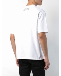 weißes und schwarzes bedrucktes T-Shirt mit einem Rundhalsausschnitt von Calvin Klein 205W39nyc