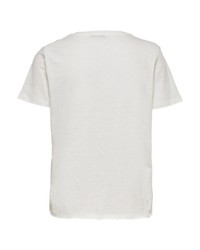 weißes und schwarzes bedrucktes T-Shirt mit einem Rundhalsausschnitt von Only
