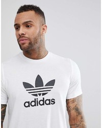 weißes und schwarzes bedrucktes T-Shirt mit einem Rundhalsausschnitt von adidas