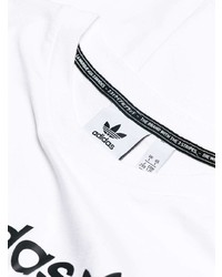 weißes und schwarzes bedrucktes T-Shirt mit einem Rundhalsausschnitt von adidas