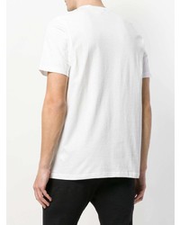 weißes und schwarzes bedrucktes T-Shirt mit einem Rundhalsausschnitt von adidas