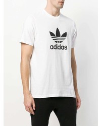 weißes und schwarzes bedrucktes T-Shirt mit einem Rundhalsausschnitt von adidas