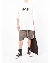 weißes und schwarzes bedrucktes T-Shirt mit einem Rundhalsausschnitt von Rick Owens DRKSHDW