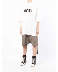 weißes und schwarzes bedrucktes T-Shirt mit einem Rundhalsausschnitt von Rick Owens DRKSHDW