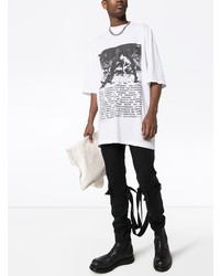 weißes und schwarzes bedrucktes T-Shirt mit einem Rundhalsausschnitt von Rick Owens DRKSHDW