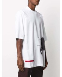 weißes und schwarzes bedrucktes T-Shirt mit einem Rundhalsausschnitt von Rick Owens DRKSHDW