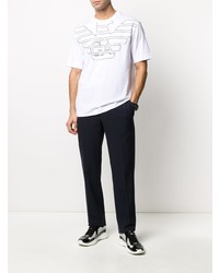 weißes und schwarzes bedrucktes T-Shirt mit einem Rundhalsausschnitt von Emporio Armani