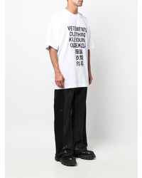 weißes und schwarzes bedrucktes T-Shirt mit einem Rundhalsausschnitt von Vetements