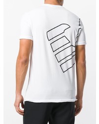 weißes und schwarzes bedrucktes T-Shirt mit einem Rundhalsausschnitt von Emporio Armani