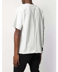 weißes und schwarzes bedrucktes T-Shirt mit einem Rundhalsausschnitt von Unravel Project