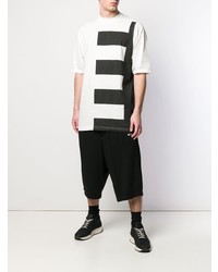 weißes und schwarzes bedrucktes T-Shirt mit einem Rundhalsausschnitt von Rick Owens DRKSHDW