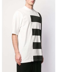 weißes und schwarzes bedrucktes T-Shirt mit einem Rundhalsausschnitt von Rick Owens DRKSHDW