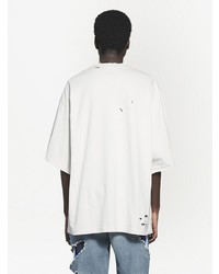 weißes und schwarzes bedrucktes T-Shirt mit einem Rundhalsausschnitt von Balenciaga