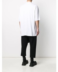 weißes und schwarzes bedrucktes T-Shirt mit einem Rundhalsausschnitt von Rick Owens DRKSHDW