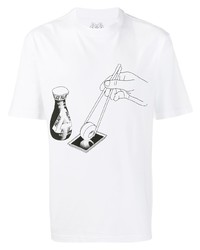 weißes und schwarzes bedrucktes T-Shirt mit einem Rundhalsausschnitt von Palace