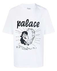 weißes und schwarzes bedrucktes T-Shirt mit einem Rundhalsausschnitt von Palace