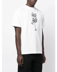 weißes und schwarzes bedrucktes T-Shirt mit einem Rundhalsausschnitt von Palm Angels