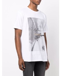 weißes und schwarzes bedrucktes T-Shirt mit einem Rundhalsausschnitt von True Religion