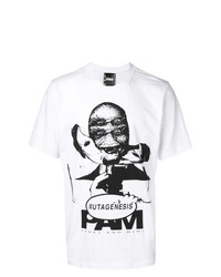 weißes und schwarzes bedrucktes T-Shirt mit einem Rundhalsausschnitt von Pam Perks And Mini