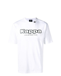 weißes und schwarzes bedrucktes T-Shirt mit einem Rundhalsausschnitt von Pam Perks And Mini