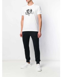 weißes und schwarzes bedrucktes T-Shirt mit einem Rundhalsausschnitt von Dolce & Gabbana