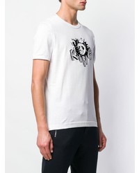 weißes und schwarzes bedrucktes T-Shirt mit einem Rundhalsausschnitt von Dolce & Gabbana