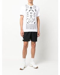 weißes und schwarzes bedrucktes T-Shirt mit einem Rundhalsausschnitt von adidas Tennis