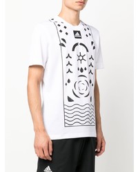 weißes und schwarzes bedrucktes T-Shirt mit einem Rundhalsausschnitt von adidas Tennis