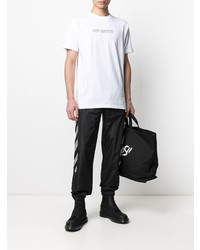 weißes und schwarzes bedrucktes T-Shirt mit einem Rundhalsausschnitt von Off-White