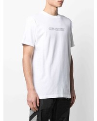 weißes und schwarzes bedrucktes T-Shirt mit einem Rundhalsausschnitt von Off-White