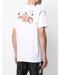 weißes und schwarzes bedrucktes T-Shirt mit einem Rundhalsausschnitt von Off-White